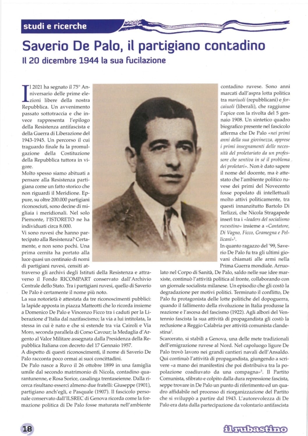 Saverio De Palo, il partigiano contadino