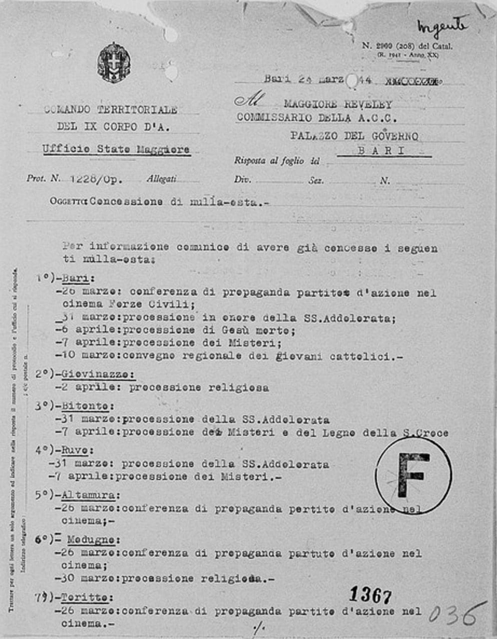 La Settimana Santa del 1944